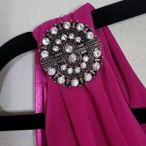 Ralph Lauren One Shoulder Formal Maxi Gown Size 4 Purple Slit Ruched Jewel Glam